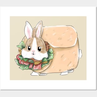 Rabbit and Kebab _ Bunniesmee cute Food Posters and Art